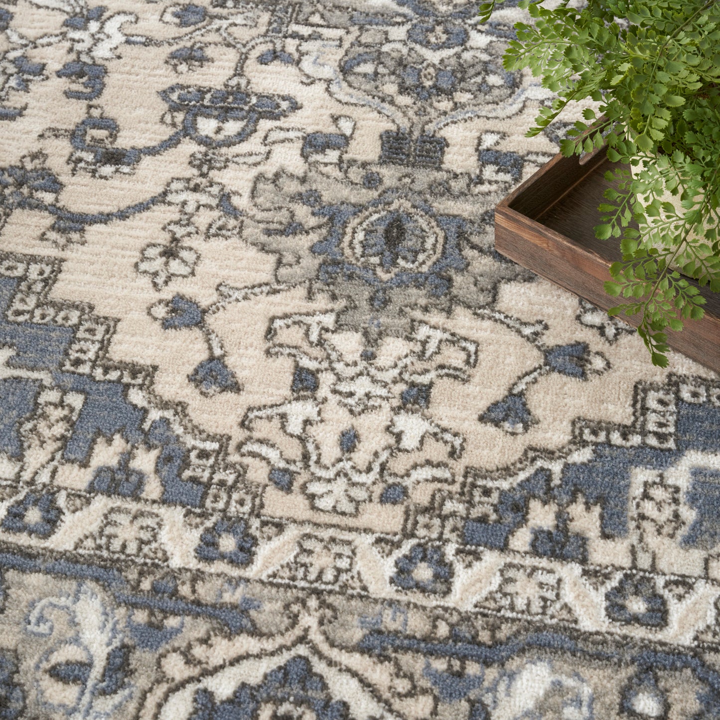 Nourison Home Quarry  Ivory Blue  Transitional