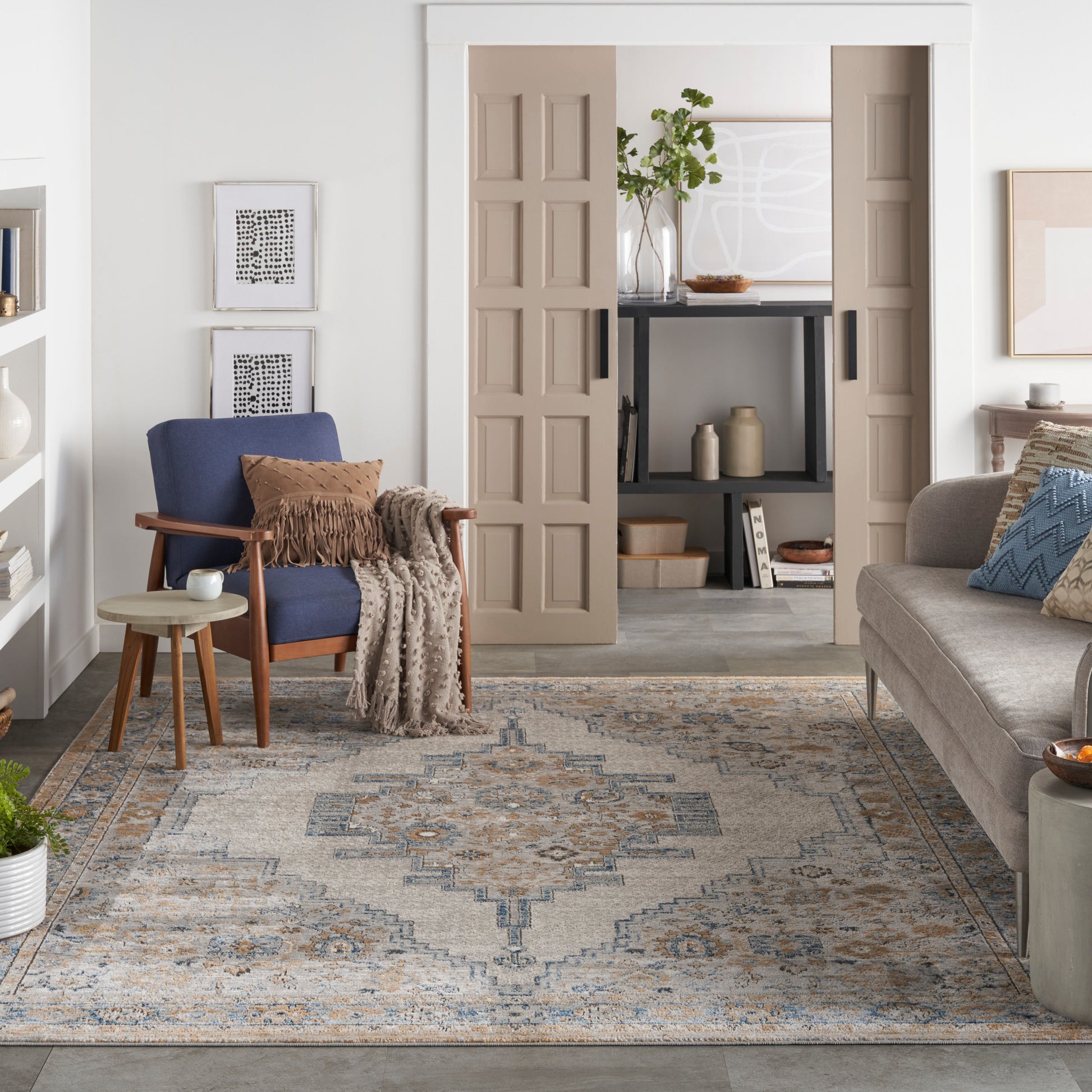 Nourison Home Quarry  Grey Light Blue  Traditional