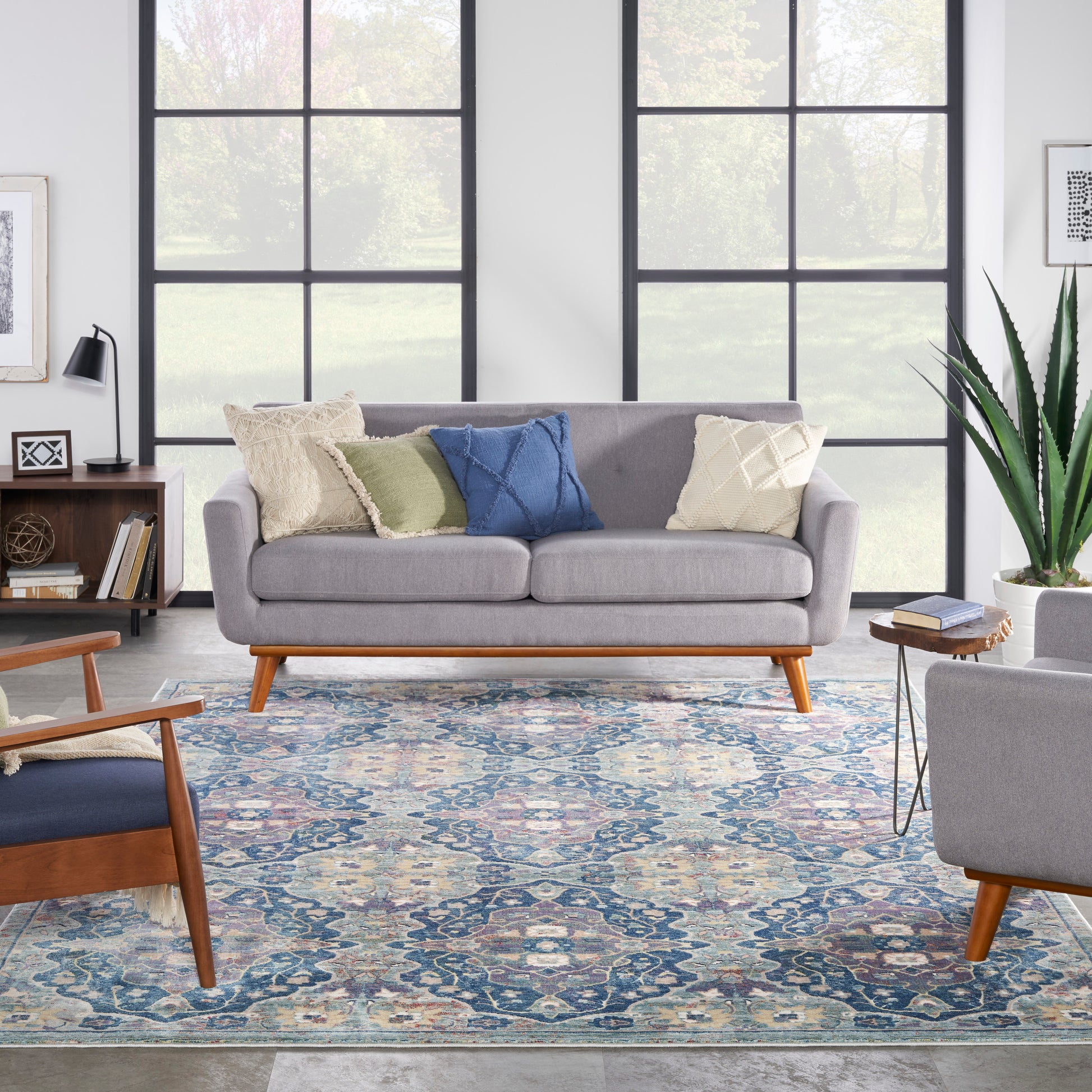 Nourison Home Ankara Global  Navy Multicolor  Transitional