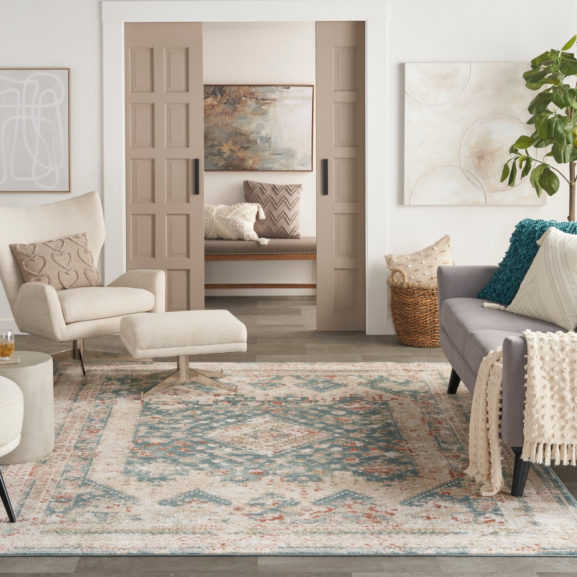 Nourison Home Thalia  Green Ivory  Transitional