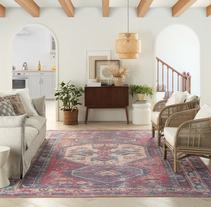 Nourison Home New Concept Washables  Red Navy  Traditional