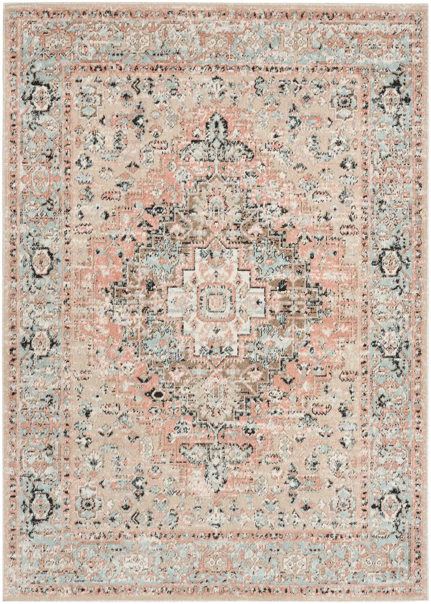 Nourison Home Washable Decor WSD13 Peach Traditional Loom-woven Rug