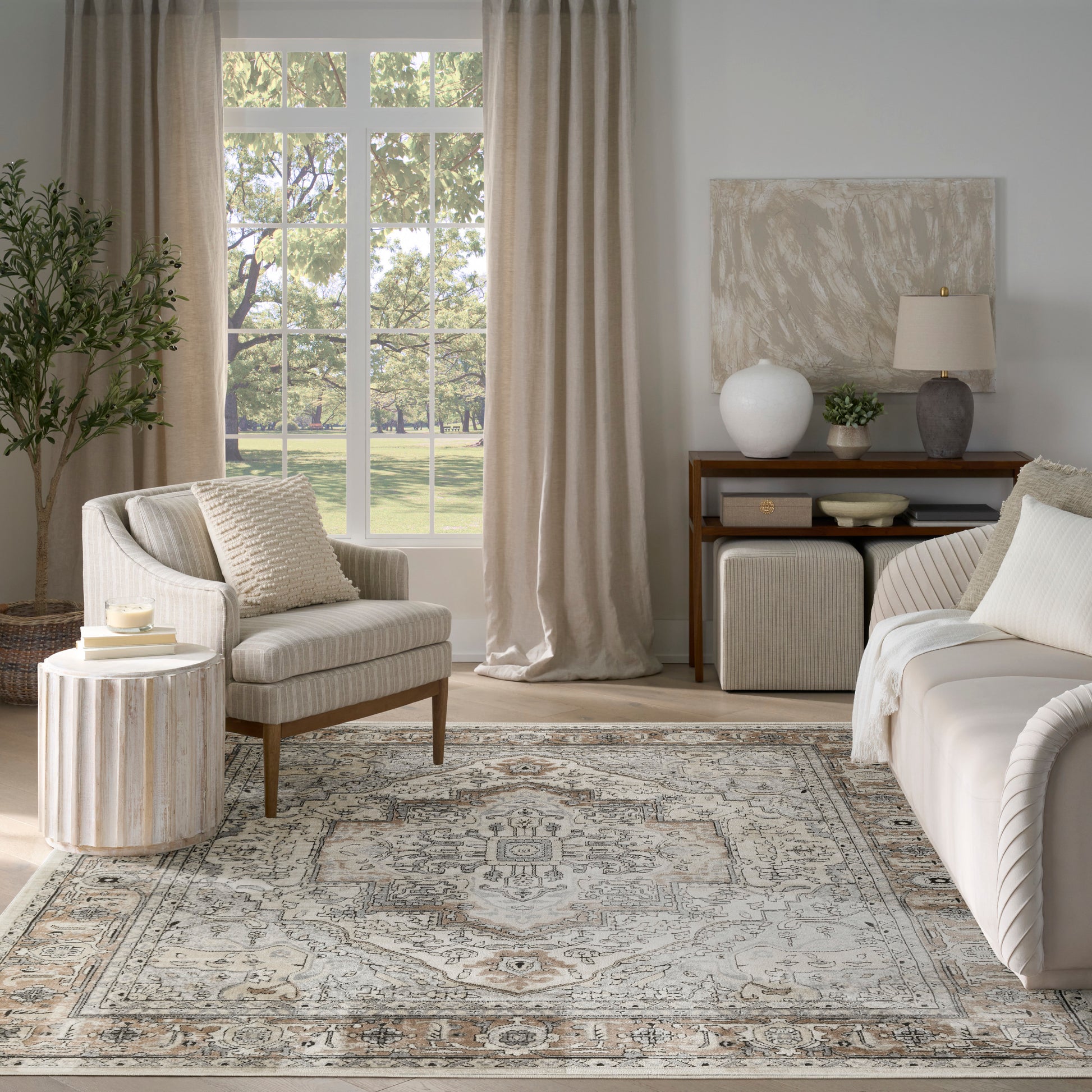Nourison Home Quarry  Ivory Grey Taupe  Traditional