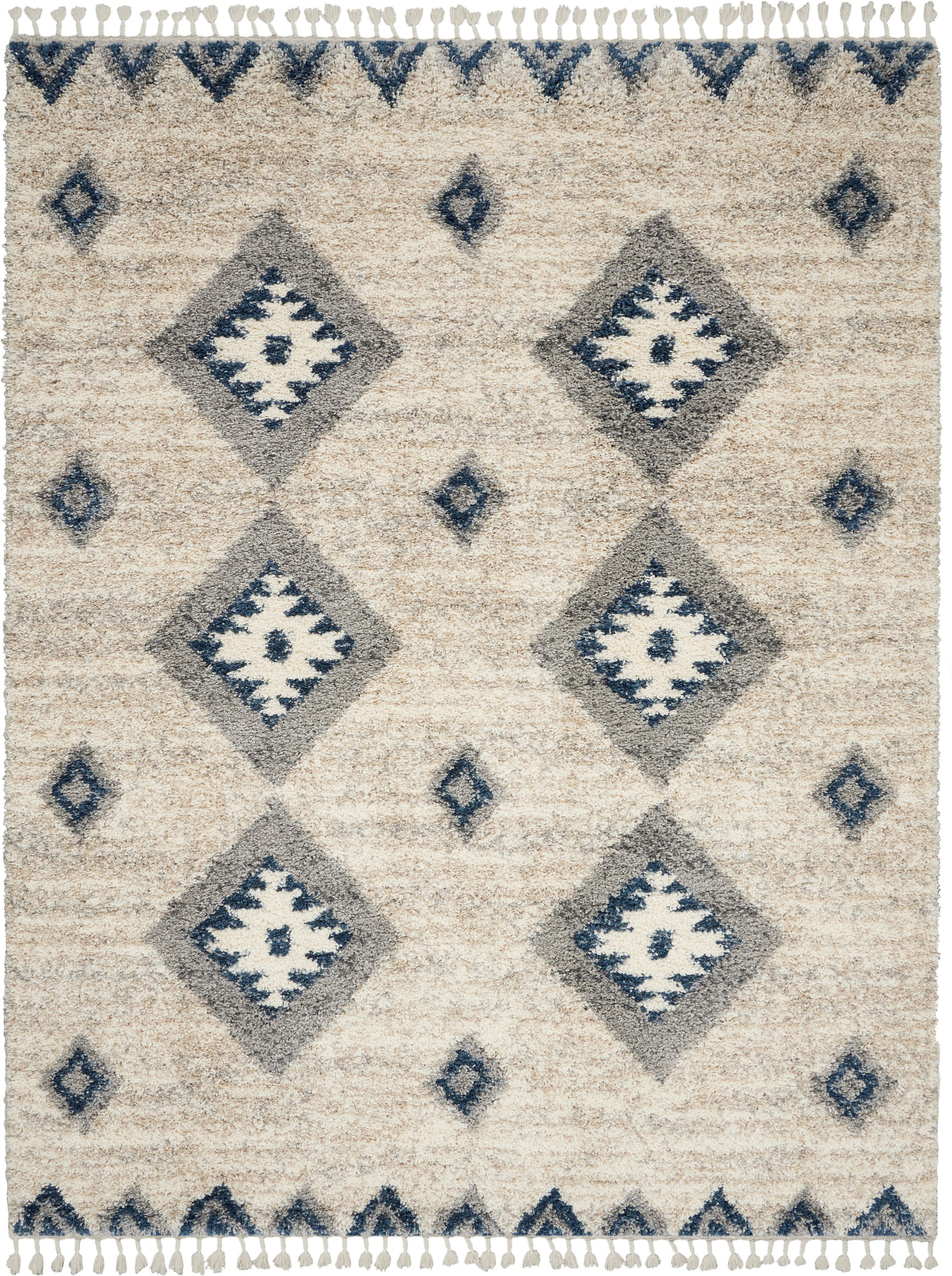 Nourison Home Oslo Shag  Ivory Blue  Contemporary