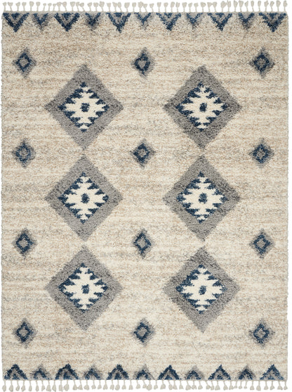 Nourison Home Oslo Shag  Ivory Blue  Contemporary