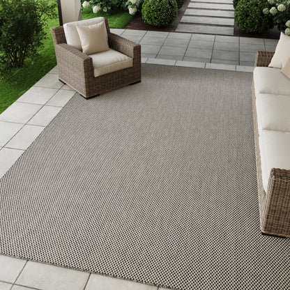 Nourison Home Courtyard  Ivory Charcoal  Contemporary