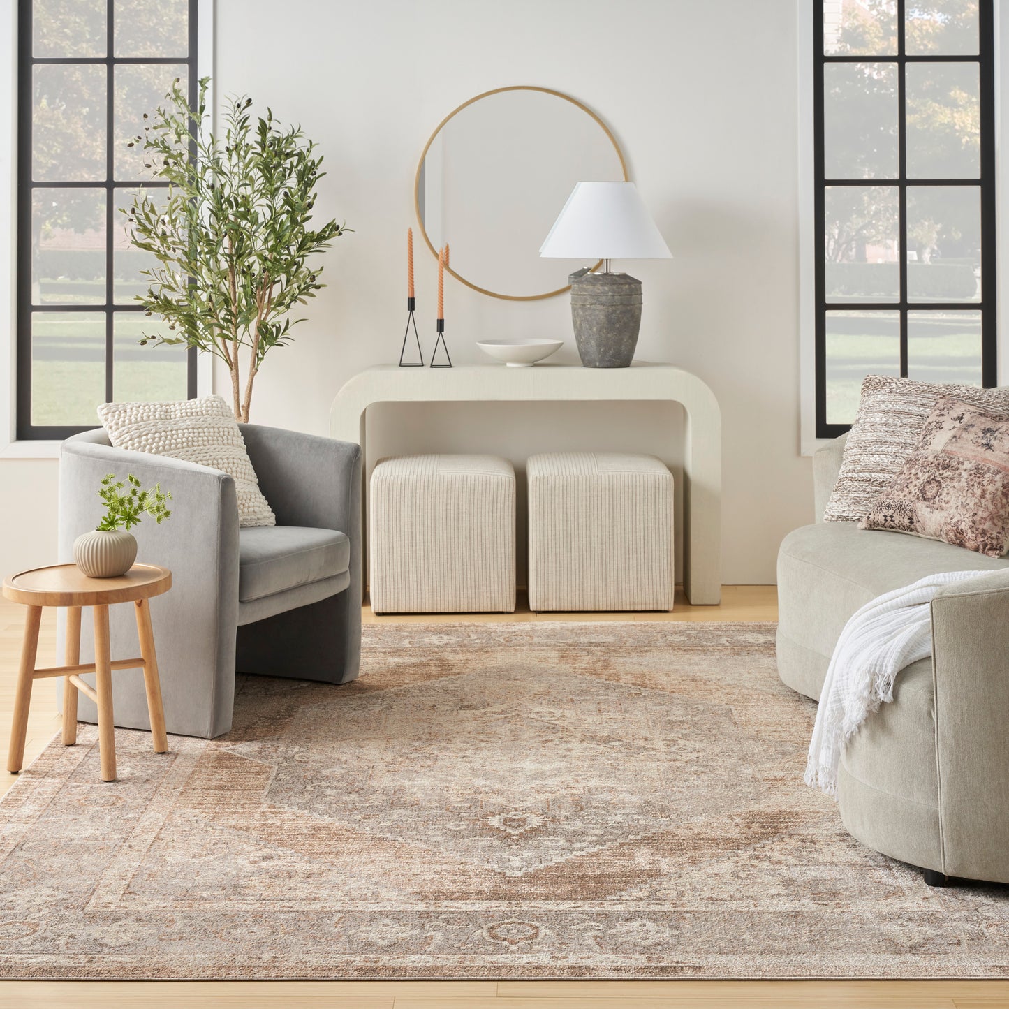 Nourison Home Astra Machine Washable  Beige  Traditional