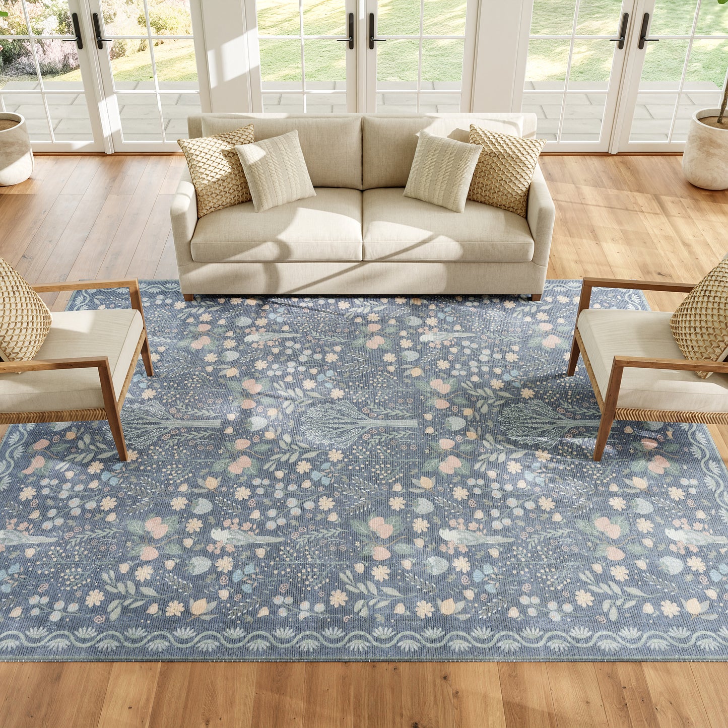 Nourison Home Botanical Washables  Blue Multicolor  Contemporary
