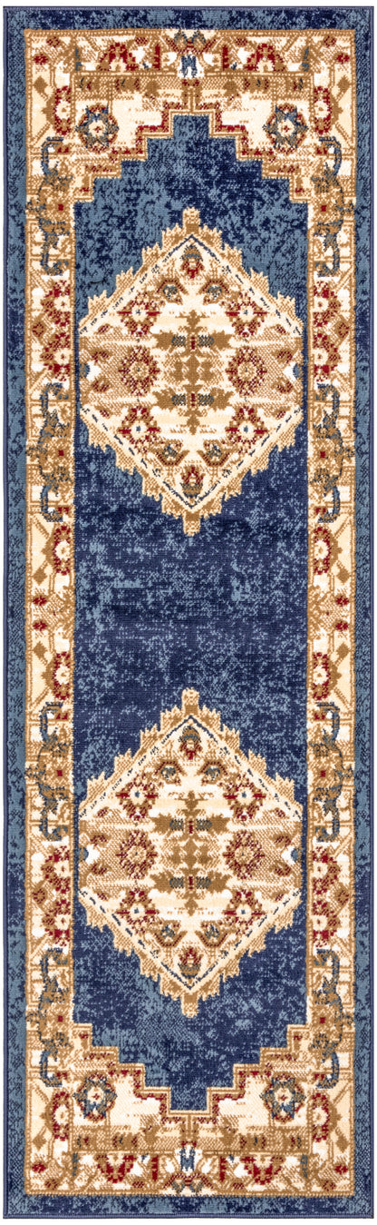 Nourison Home Grafix GRF43 Navy Gold Traditional Power-loomed Rug