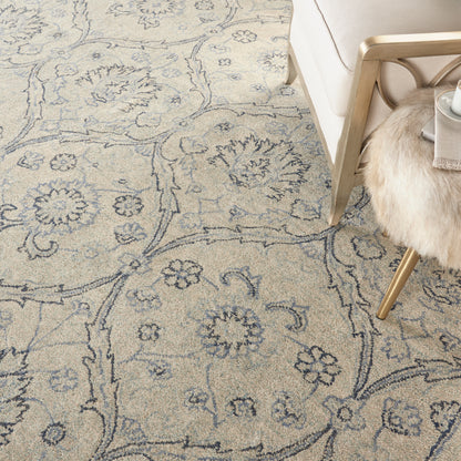 Nourison Home Jazmine  Ivory Blue  Traditional