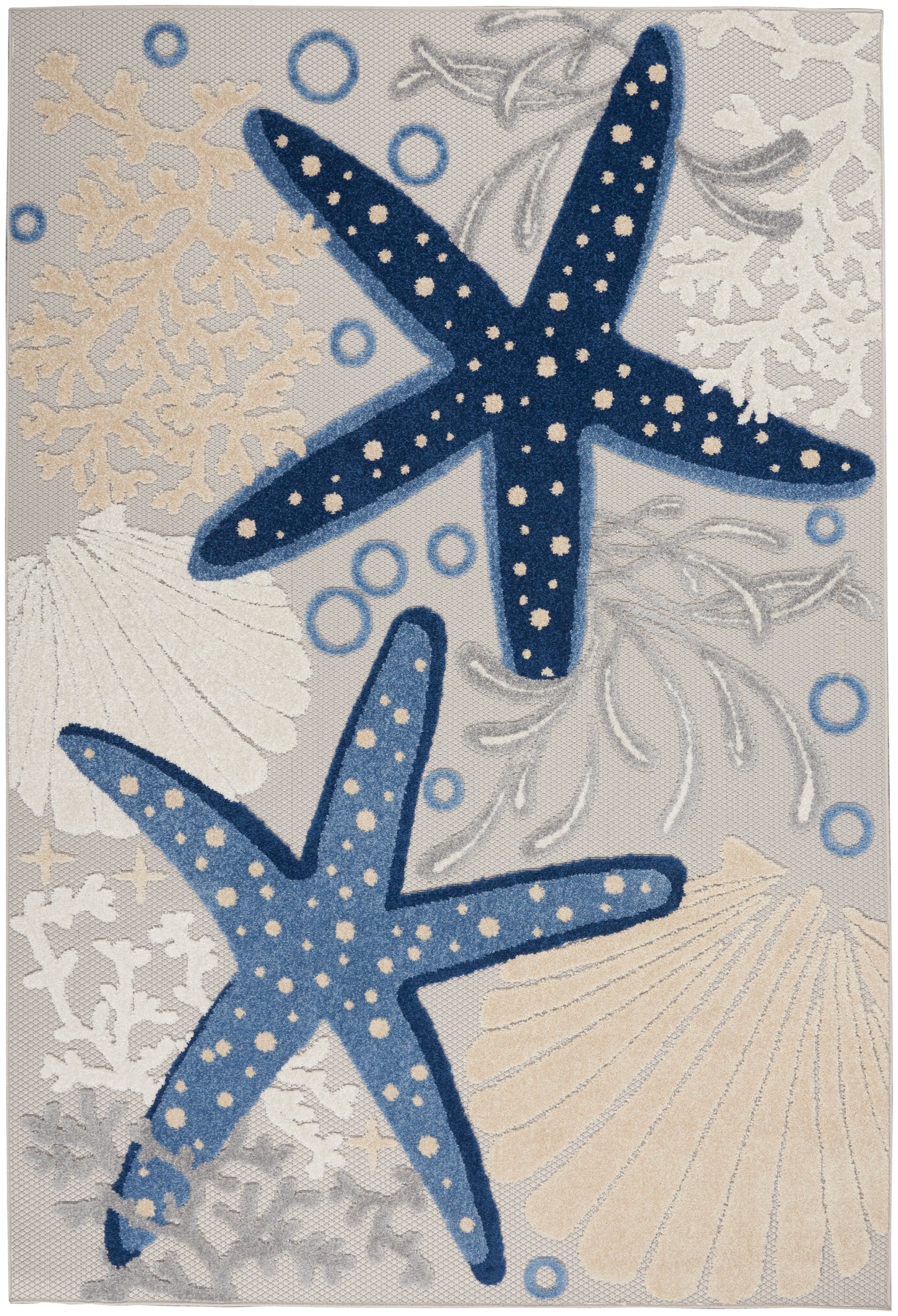 Nourison Home Aloha ALH24 Blue Grey Contemporary Power-loomed Rugs