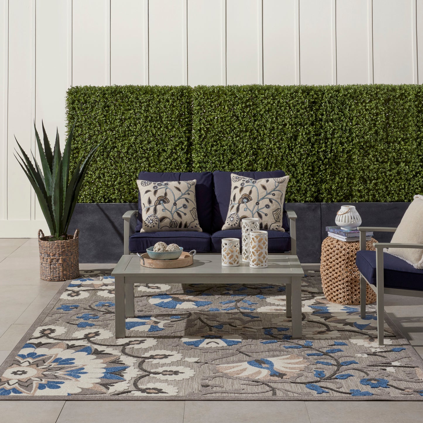 Nourison Home Aloha  Grey Multicolor  Contemporary