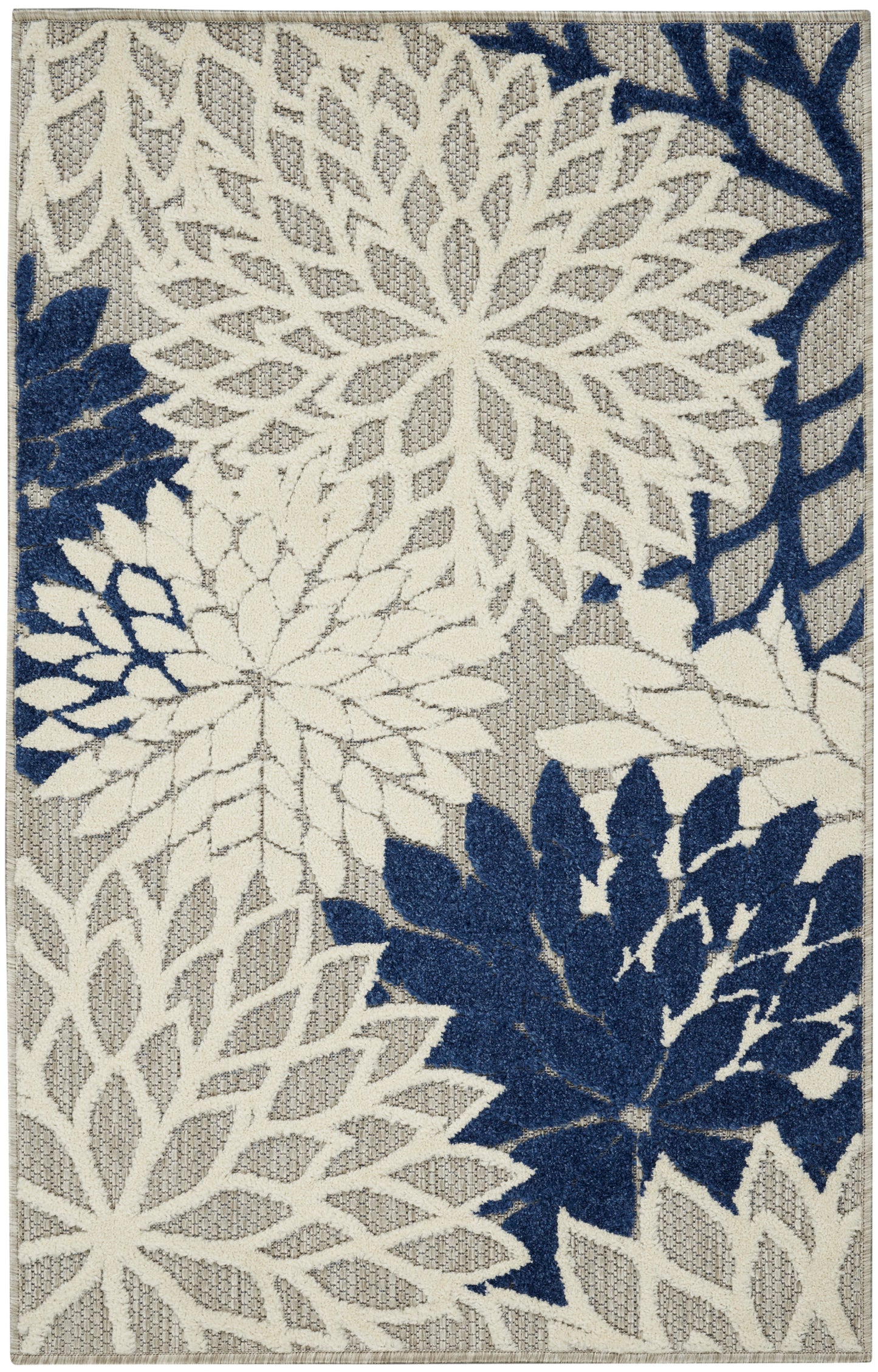 Nourison Home Aloha ALH05 Ivory Navy Contemporary Power-loomed Rugs