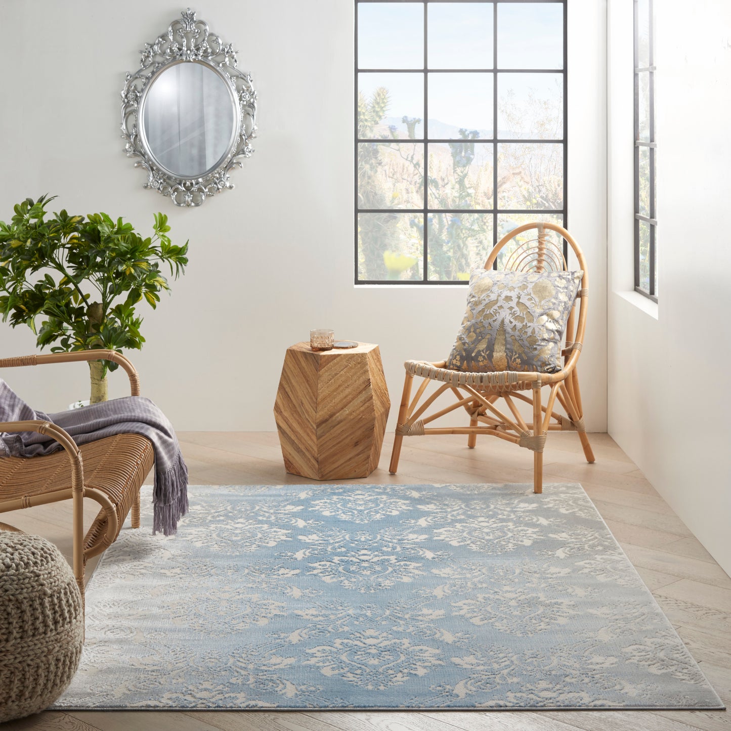 Nourison Home Elation  Ivory Blue  Traditional