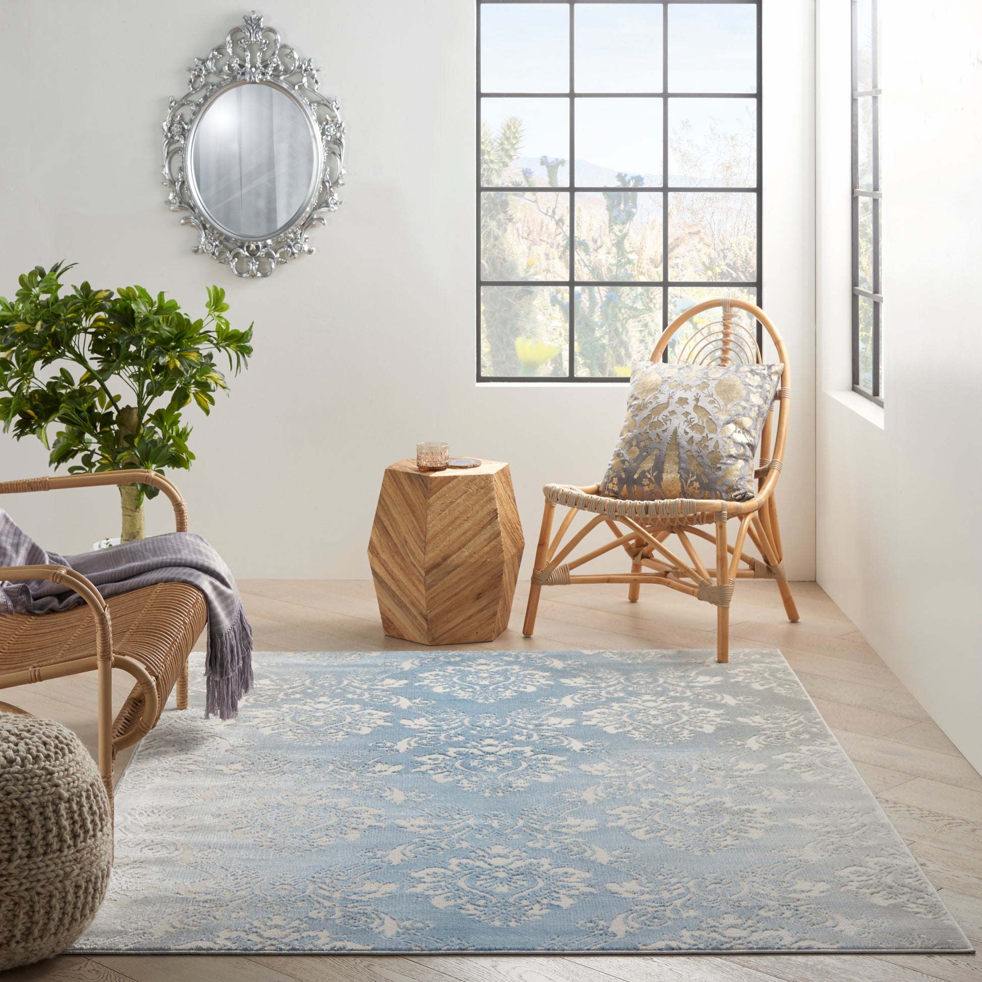 Nourison Home Elation  Ivory Blue  Traditional