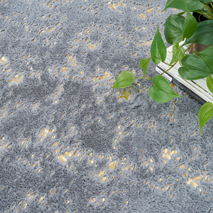 Nourison Home Cozy Shimmer  Slate Gold  Contemporary