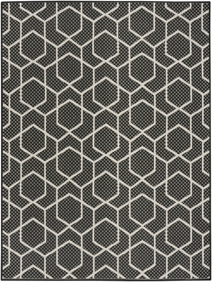 Nourison Home Horizon Indoor/Outdoor HOZ01 Black Contemporary Power-loomed Rug
