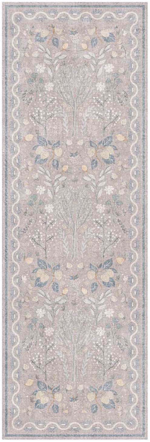 Nourison Home Botanical Washables BOT04 Grey Multicolor Contemporary Machine Woven Rug