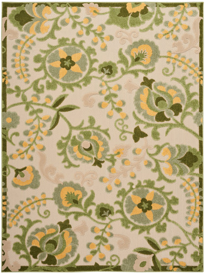 Nourison Home Aloha ALH17 Ivory Green Contemporary Power-loomed Rugs
