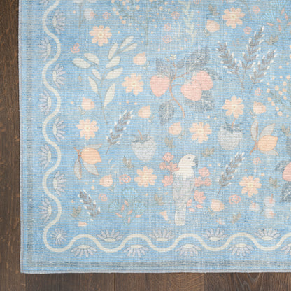 Nourison Home Botanical Washables  Light Blue Multicolor  Contemporary