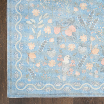 Nourison Home Botanical Washables  Light Blue Multicolor  Contemporary