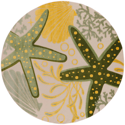 Nourison Home Aloha ALH24 Green Yellow Contemporary Power-loomed Rugs