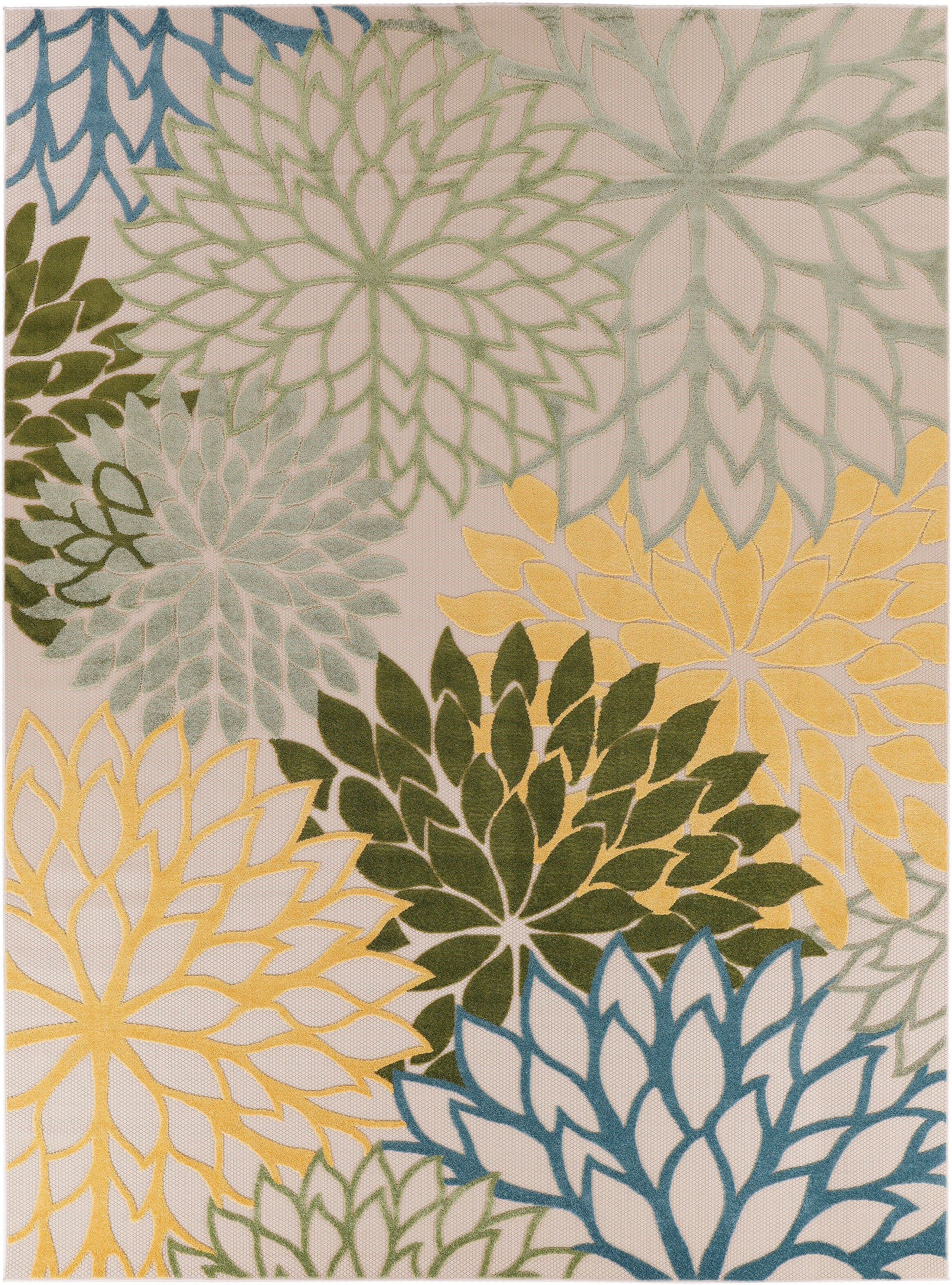 Nourison Home Aloha  Green Multicolor  Contemporary