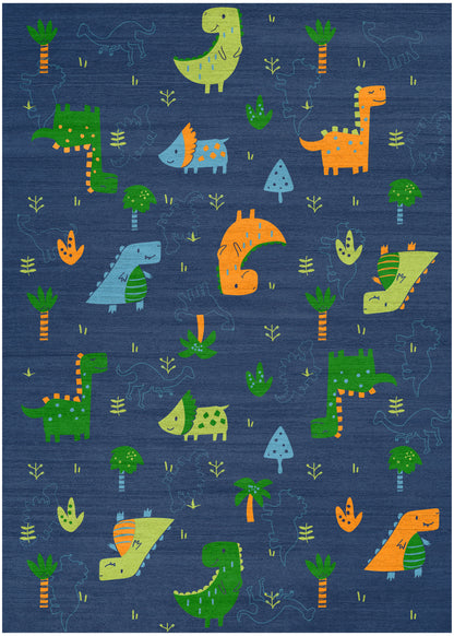 Nourison Home Imagination IMA16 Navy Multicolor Contemporary Machine Printed Rug