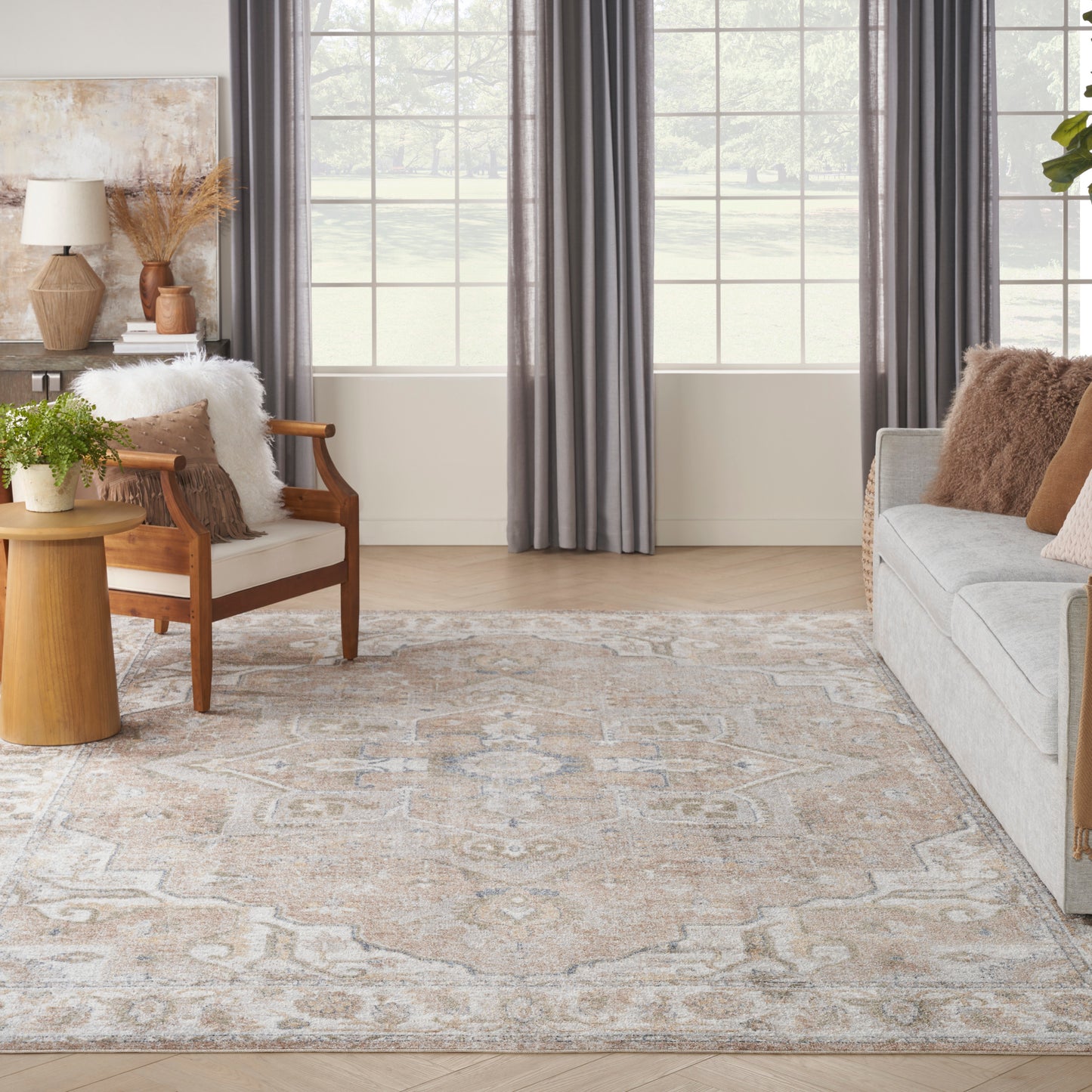 Nourison Home Astra Machine Washable  Beige  Traditional