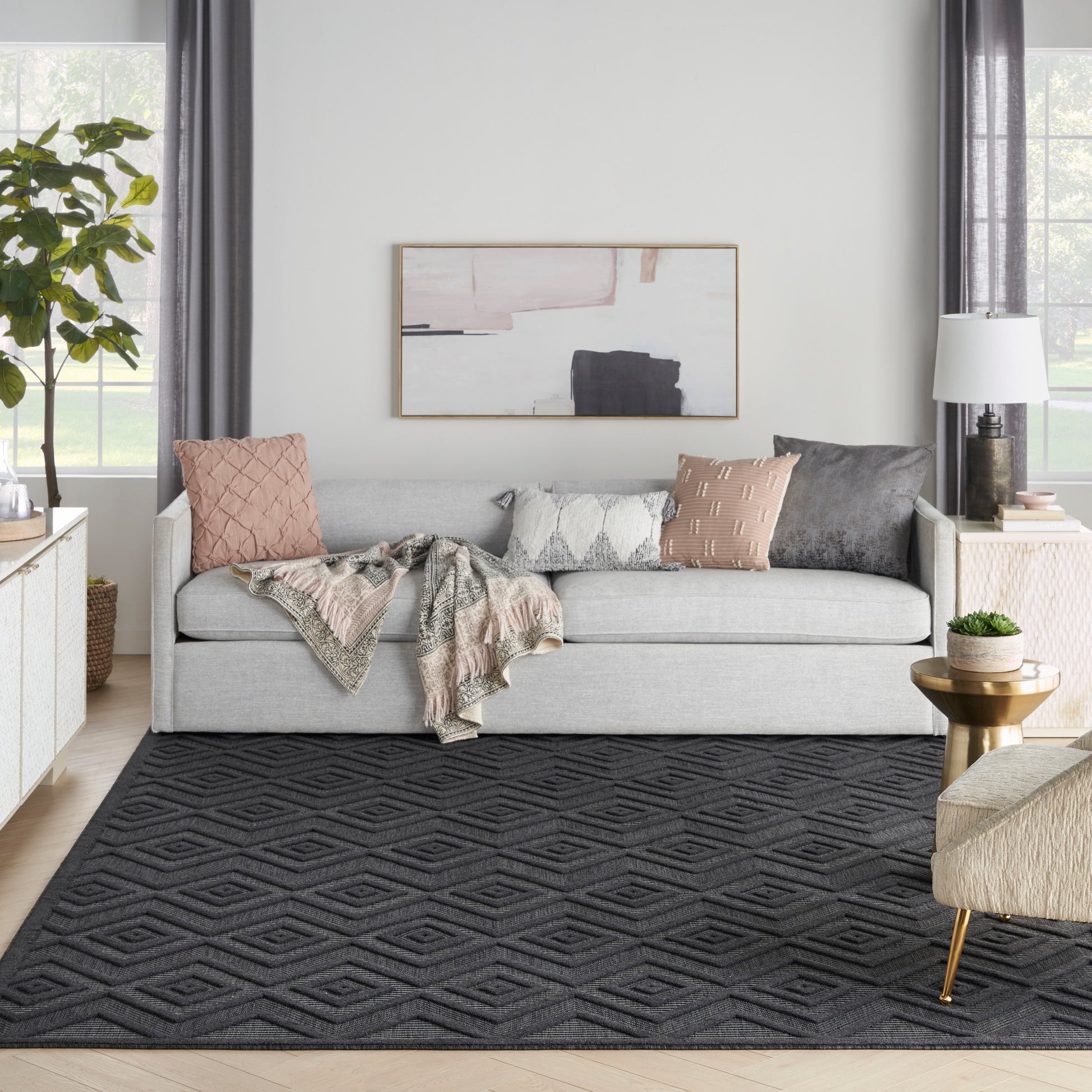 Nourison Home Versatile  Charcoal Black  Contemporary