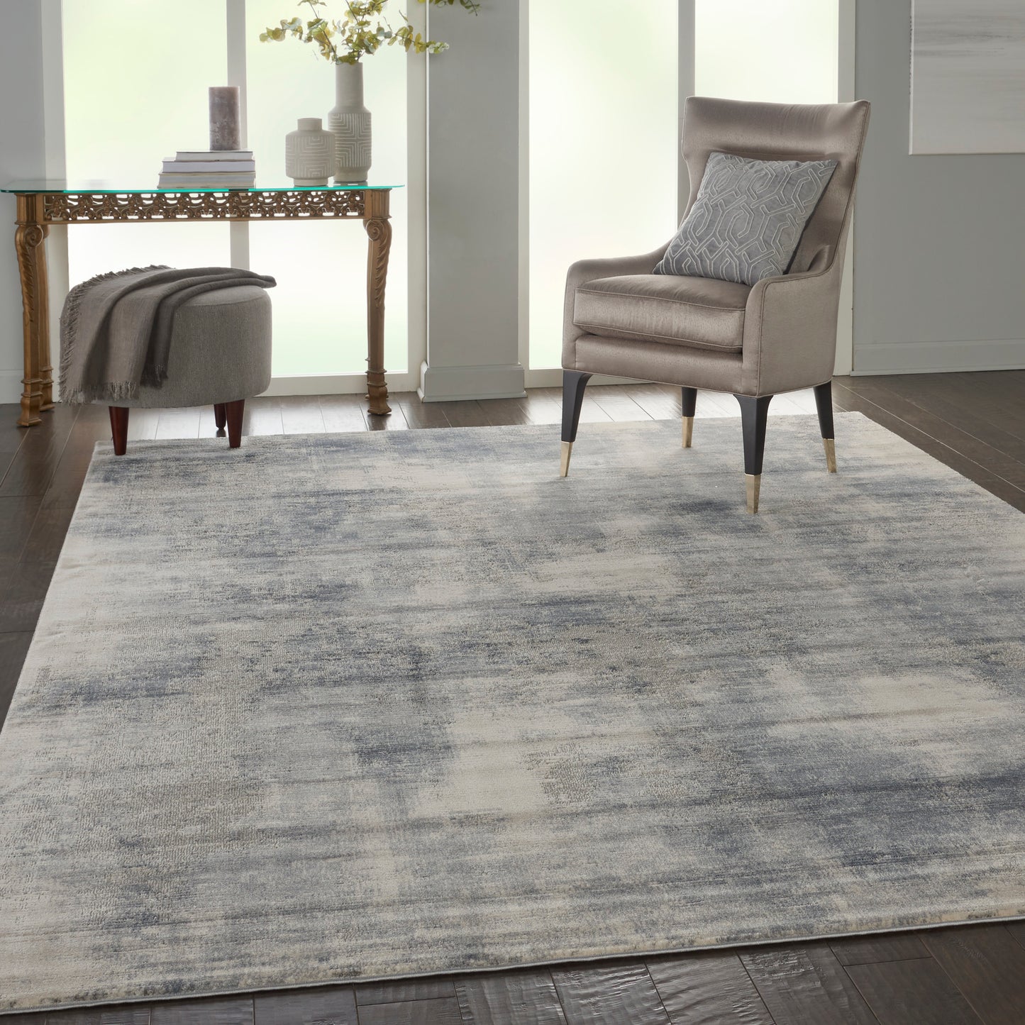 Nourison Home Rustic Textures  Blue Ivory  Contemporary