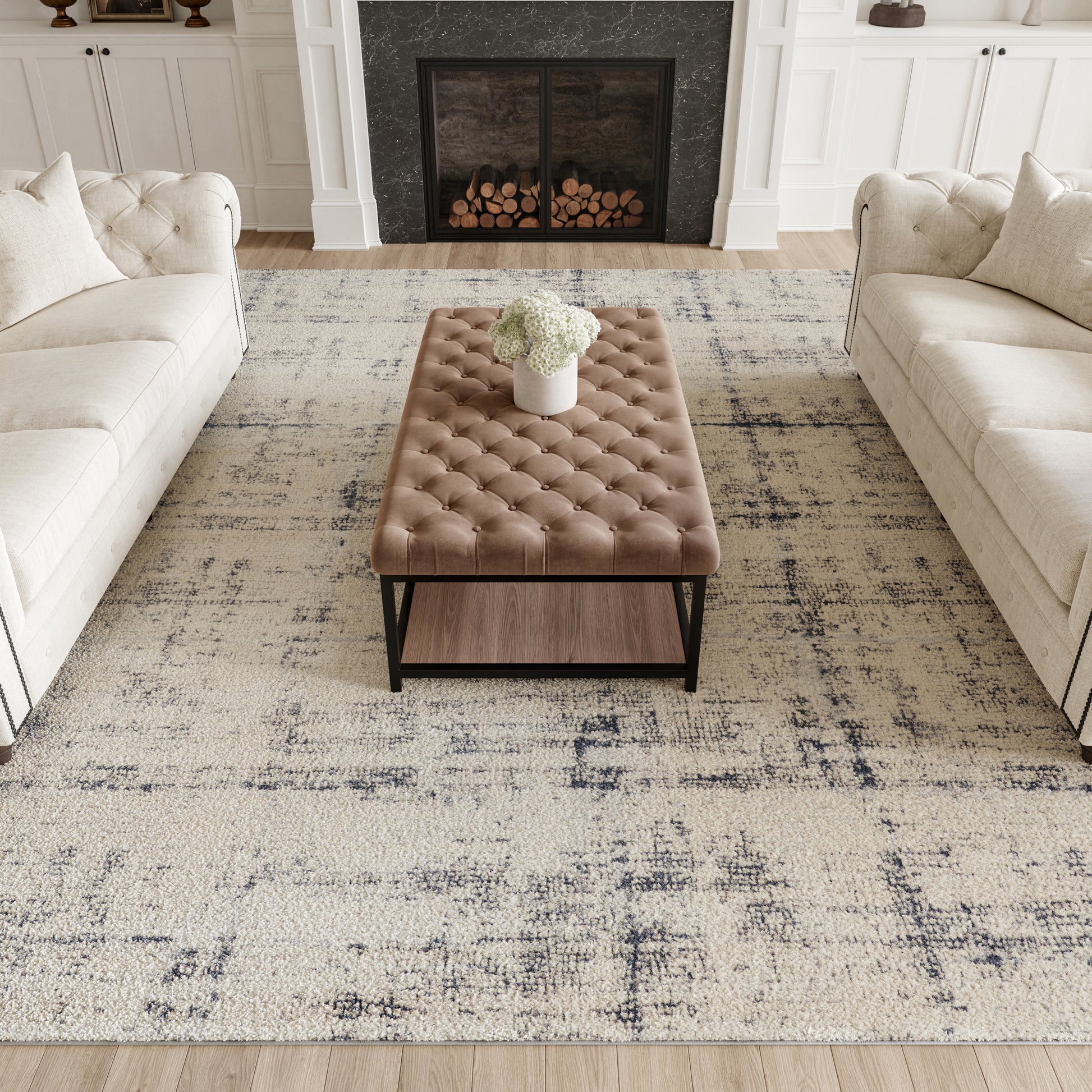 Nourison Home Rustic Textures  Ivory Blue  Contemporary