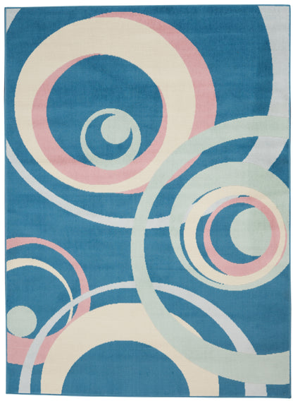 Nourison Home Grafix GRF21 Blue Multicolor Contemporary Power-loomed Rug