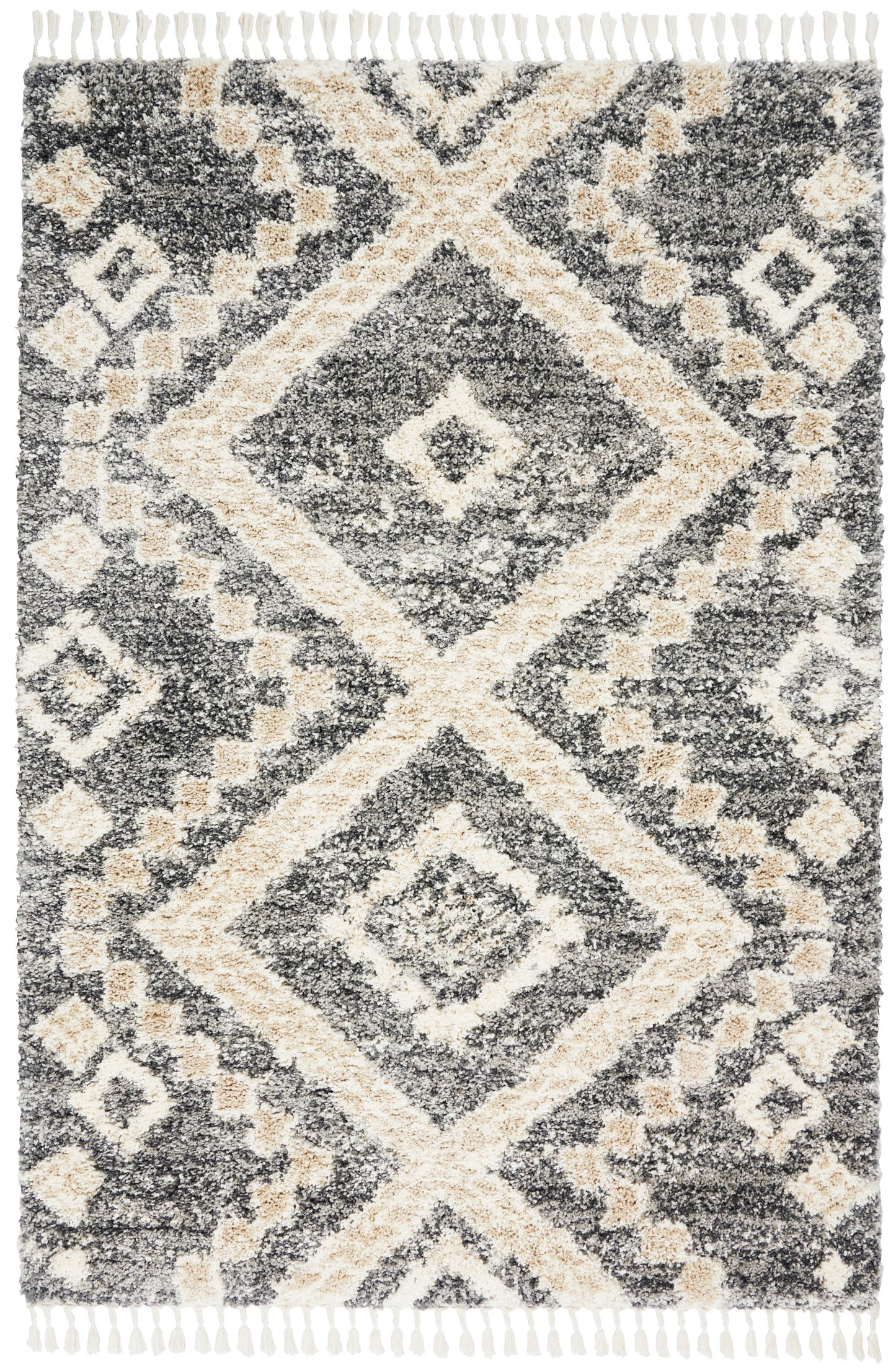 Nourison Home Oslo Shag OSL02 Grey Ivory Contemporary Power-loomed Rug