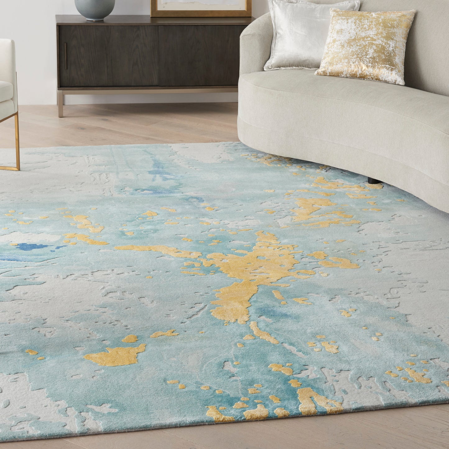 Nourison Home Prismatic  Seafoam Gold  Contemporary