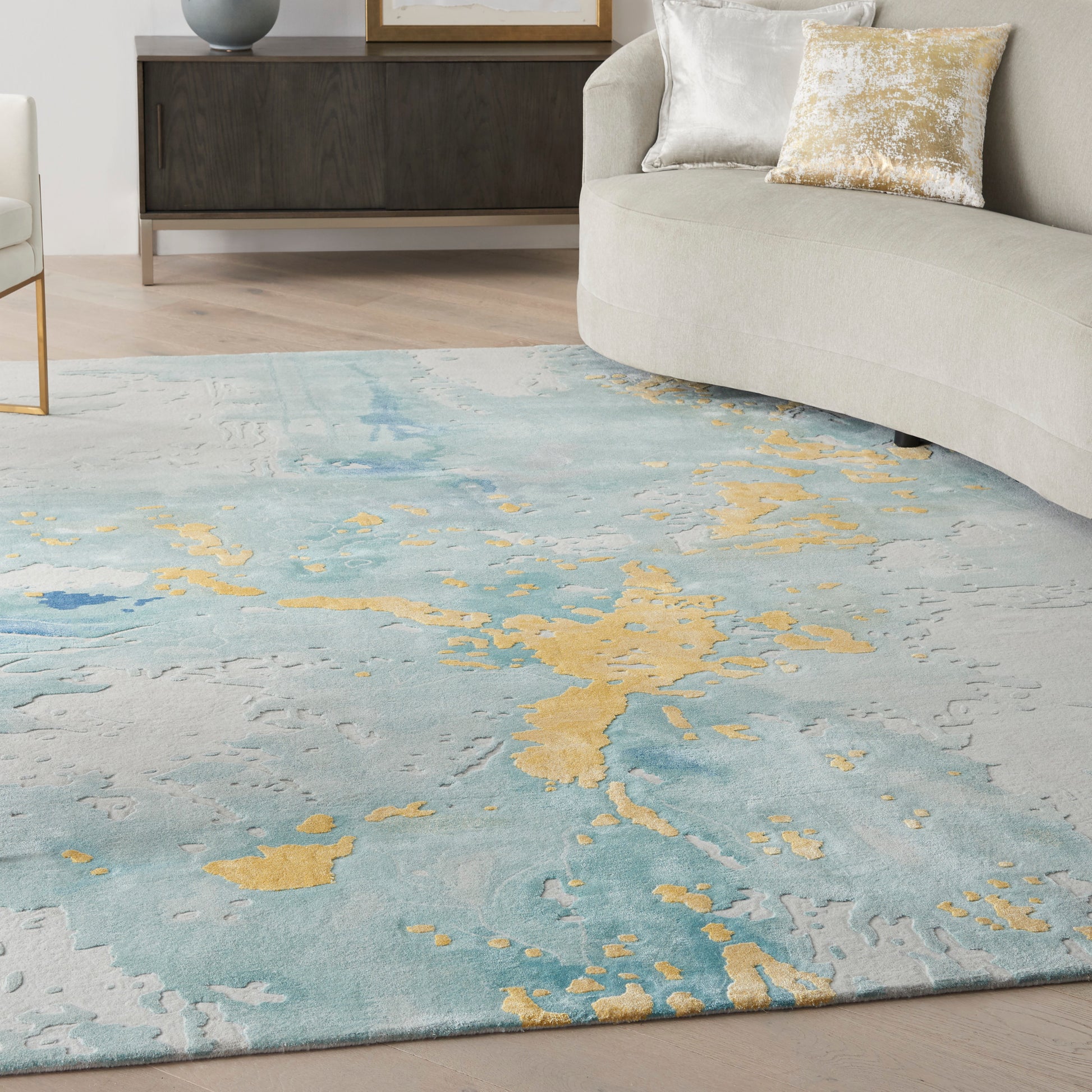 Nourison Home Prismatic  Seafoam Gold  Contemporary