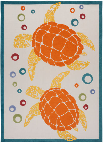 Nourison Home Aloha ALH27 Teal Multicolor Contemporary Power-loomed Rugs