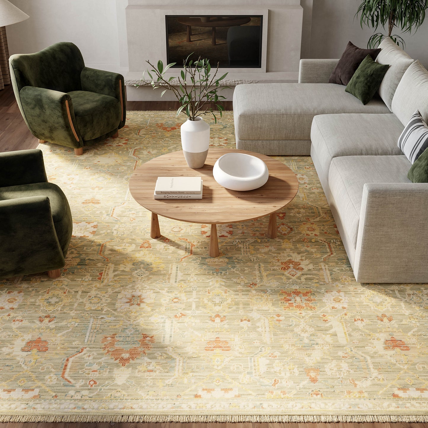 Nourison Home Antique Bloom  Sage Multicolor  Traditional