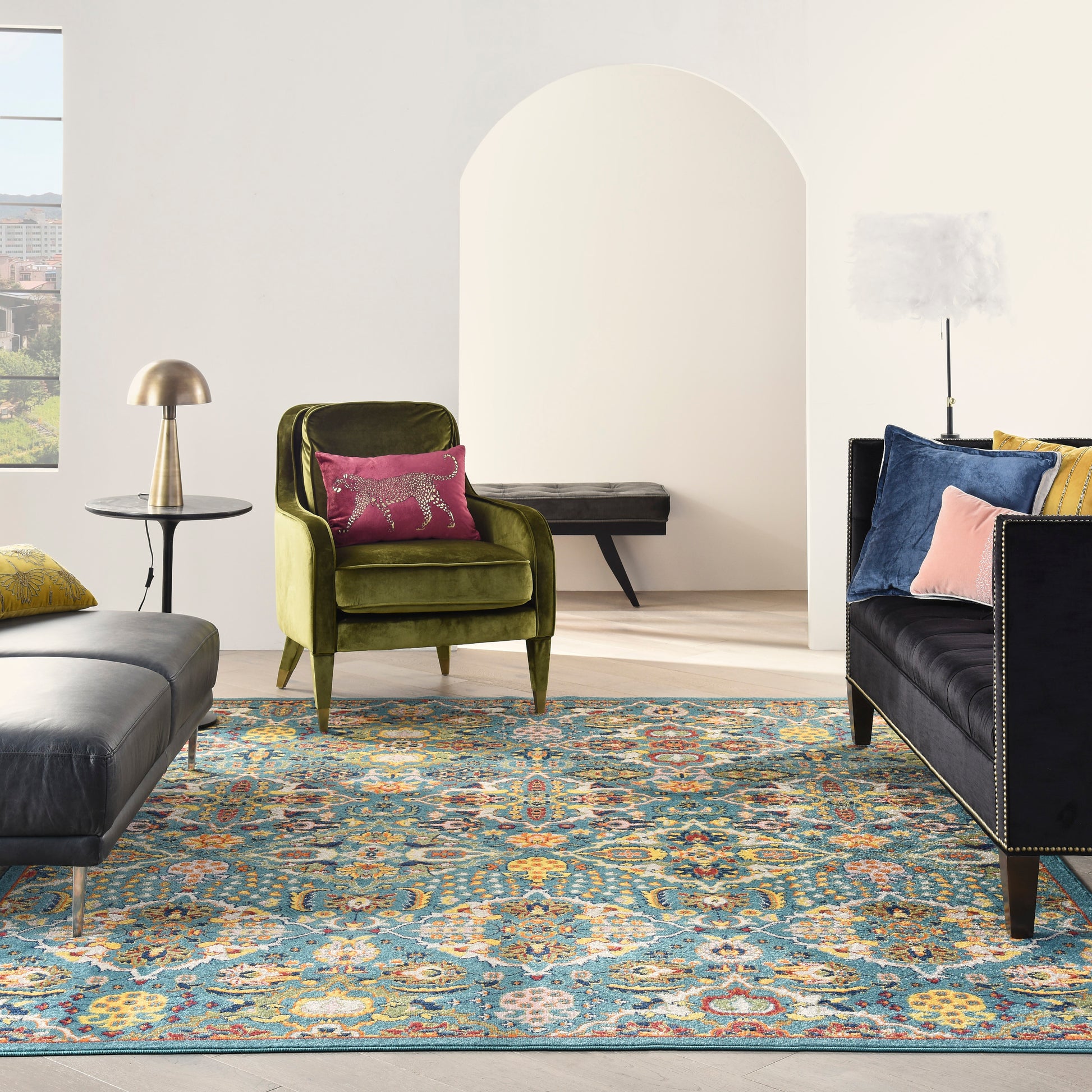 Nourison Home Allur  Turquoise Ivory  Transitional