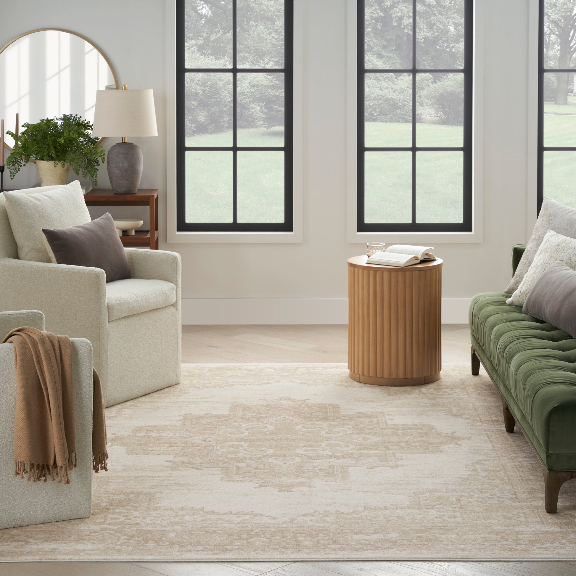 Nourison Home Grafix  Ivory Beige  Transitional