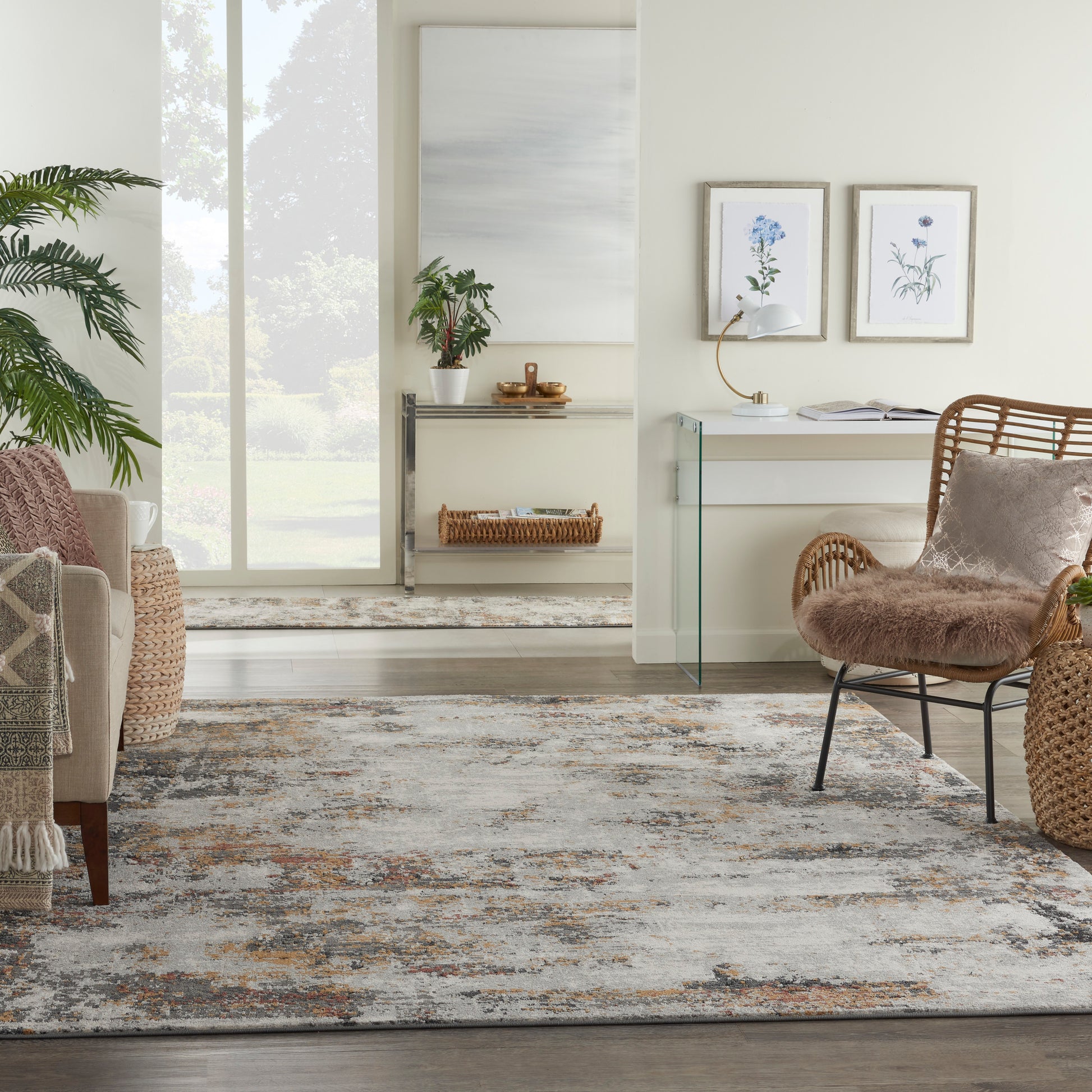 Nourison Home Tangra  Grey Multicolor  Contemporary