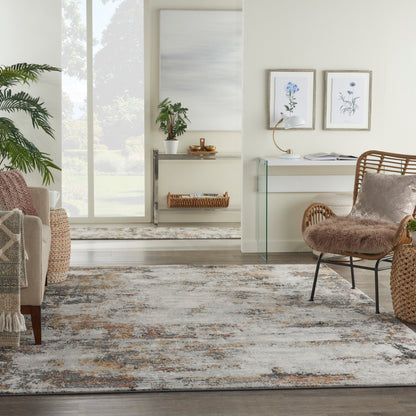 Nourison Home Tangra  Grey Multicolor  Contemporary