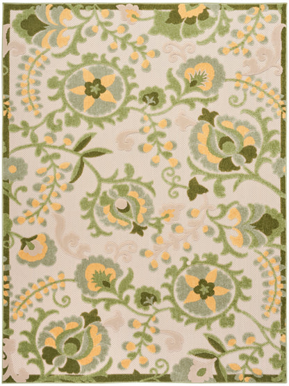 Nourison Home Aloha ALH17 Ivory Green Contemporary Power-loomed Rugs