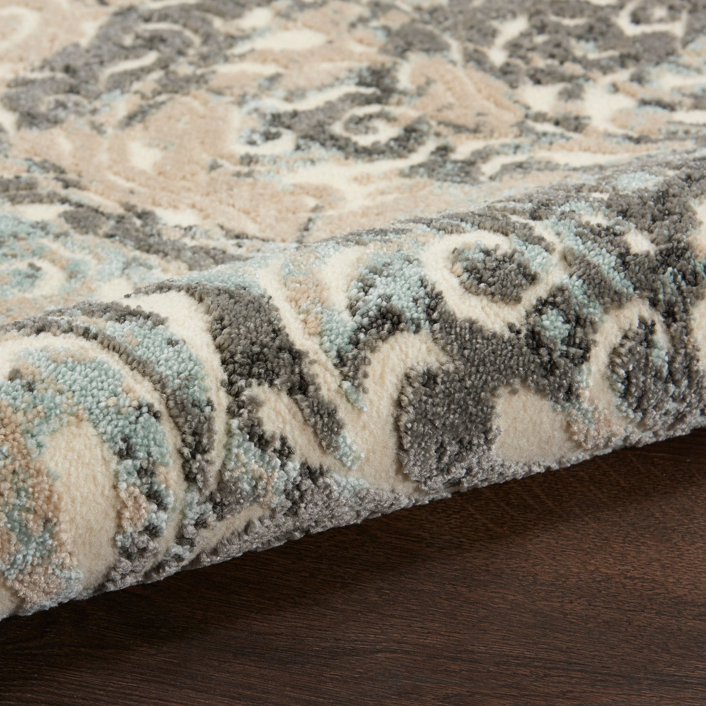 Nourison Home Marmara  Charcoal Teal Ivory  Contemporary