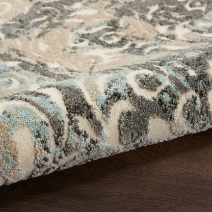 Nourison Home Marmara  Charcoal Teal Ivory  Contemporary