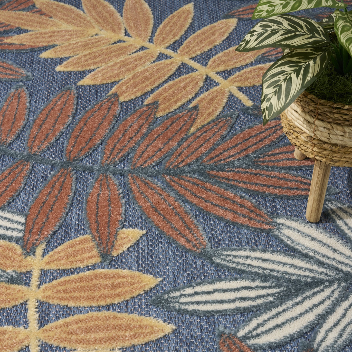 Nourison Home Aloha  Blue Rose  Contemporary