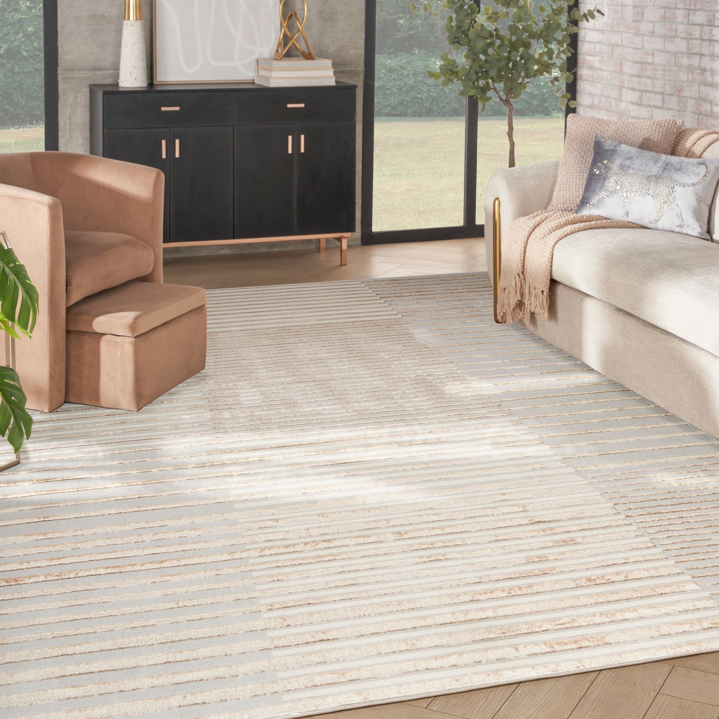 Nourison Home Splash  Beige Silver  Contemporary