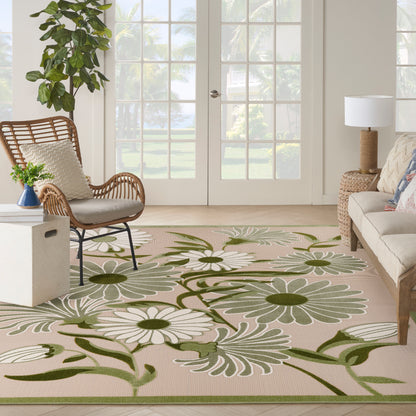 Nourison Home Aloha  Ivory Green  Contemporary