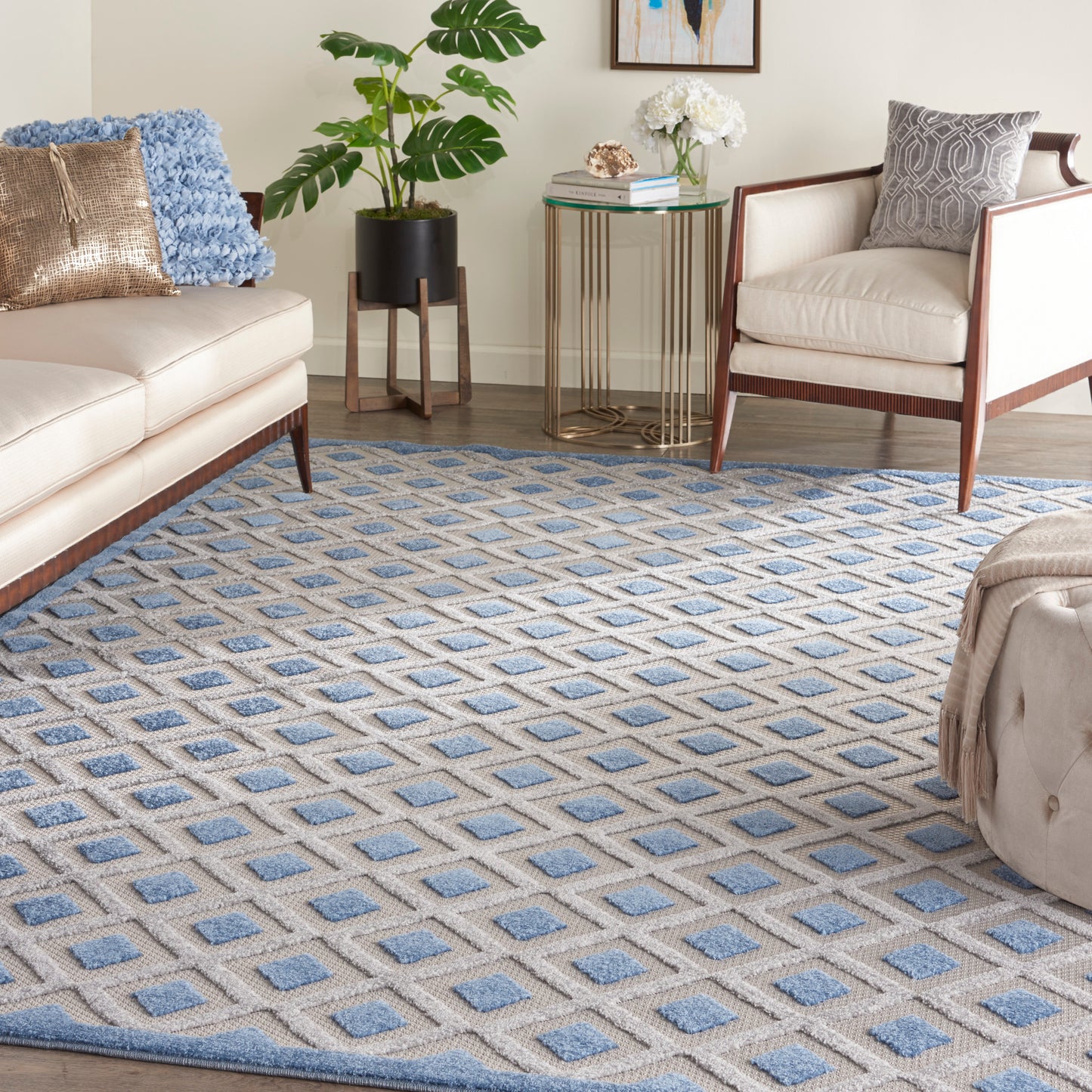 Nourison Home Aloha  Blue Grey  Contemporary