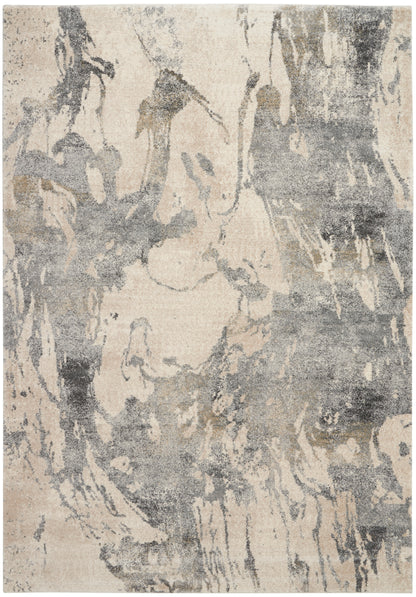 Nourison Home Fusion FSS16 Cream Grey Contemporary Power-loomed Rug